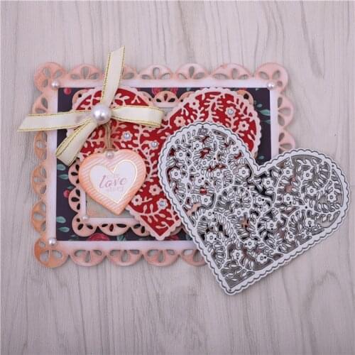 YaMinSanNiO Hollow Love Heart Flower Frame Metal Cutting Dies Background Scrapbooking Cards Album Make Embossing Template Diy