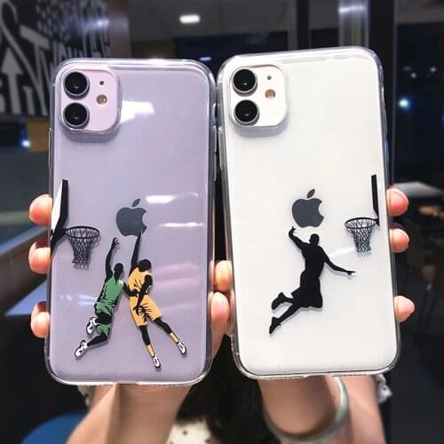 Funny Cartoon Basketball Slam Dunk Clear Phone Case For iPhone 12 Pro Max Mini 11 XS X XR 7 8 Plus Boy Transparent Soft Cover