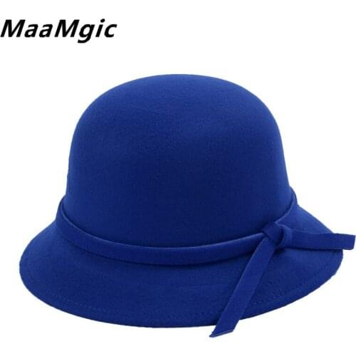 Brands 2018 Winter Autumn Women Ladies Fedoras Top Jazz Hat Fashion Thickening Bowler Hats Quality Polyester Cotton Round Caps