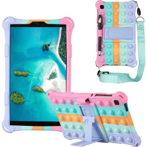Push It Bubble Stress-Relieve Silicon Cover Case for Samsung Galaxy Tab A7 Lite (8.7") 2021 SM-T220 SM-T225 Funda with Kickstand