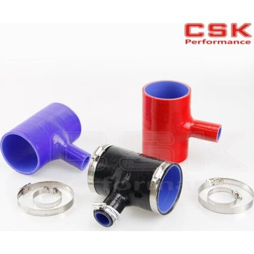 SILICONE HOSE T-Piece T SHAPE 63mm 2.48" for 25mm ID BOV 3 way+Clamps