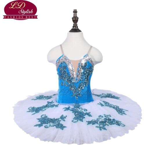 Blue Girls Stage Performance Ballet Tutu Costumes Children Ballet Dance Competition Dancewear Adult Ballet Skirt Apperal Dresses