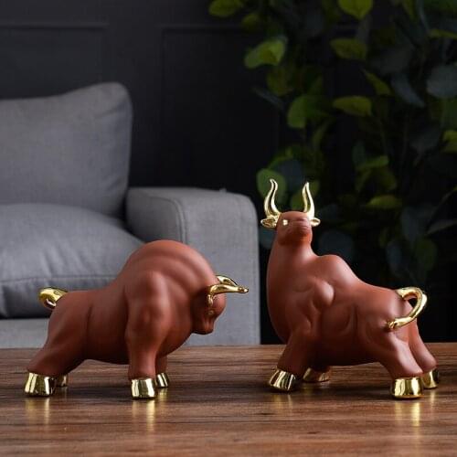 Modern Ceramic Lucky Cow Decoration Home Livingroom Desktop Figurines Crafts TV Cabinet Porch Coffee Table Sculpture Accessories
