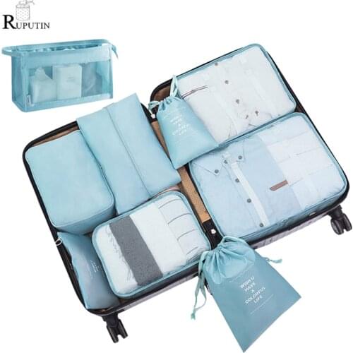 9-Piece Set Travel Clothes Organizer Storage Bags Suitcase Packing Storage Cases Portable Luggage Travel Bag Clothes Tidy Pouch