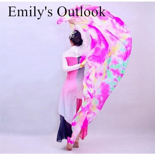 CUSTOMIZED Belly Dance Scarf Veil Plus Size Women Dancer Shawel Veil Real Silk Pink Floral Tie Dyed S L 2XL Free Shipping