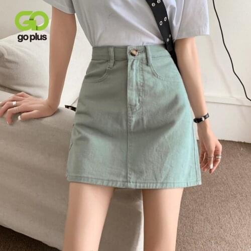 GOPLUS Y2k Skirt Vintage Jean Mini Skirts Women 2021 High Waist A Line Denim Skirt Jupe Sexy Short Rokjes Dames Femme C11228