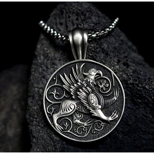 Hot sale new Greek mythology Griffin Amulet Pendant mens necklace retro totem sweater chain necklaces