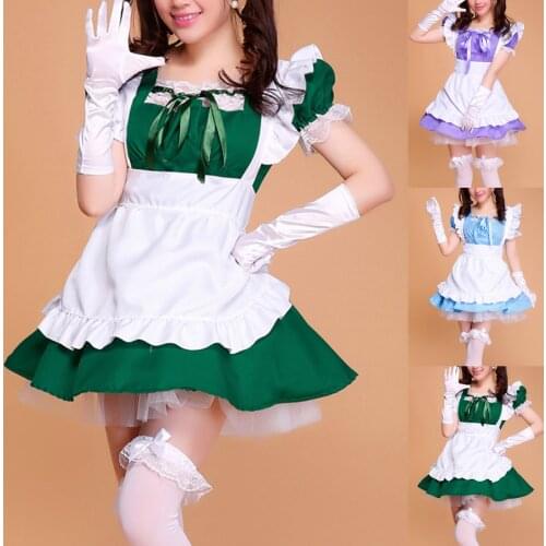 Girls Lingerie Maid Cosplay Costume Women Headwear Apron Fake Collar Bowknot Dress Mujer Sexy Pajamas Lingerie Set Plus Size