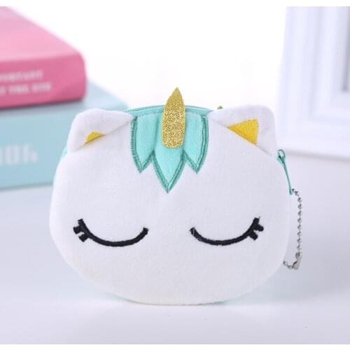 1 PCS Cute plush cartoon coin purse toy kid girl gift coin storage wallet plush unicorn bag mini zipper key coin purs