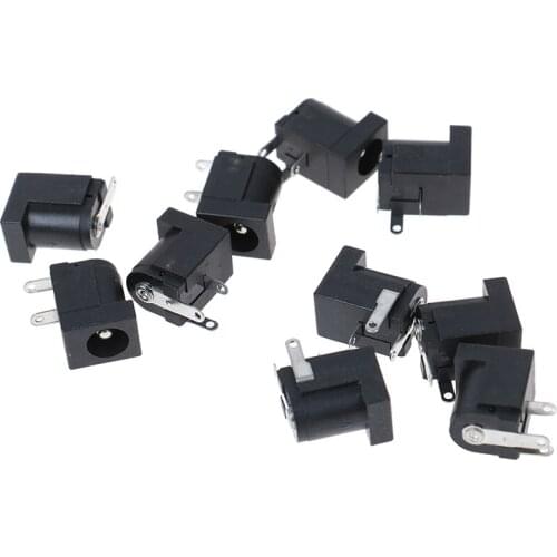 10pcs/lot DC-005 PCB Mount 5. x2.5 mm Female DC Power Jack Plug Socket Connector DC005 Black