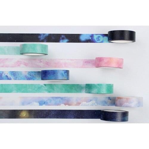 15mm*8m Twilight Dream Nebula Paper Washi Tape Black Pink Blue Masking Tapes For Diary Album Scrapbooking Decoration Stationery