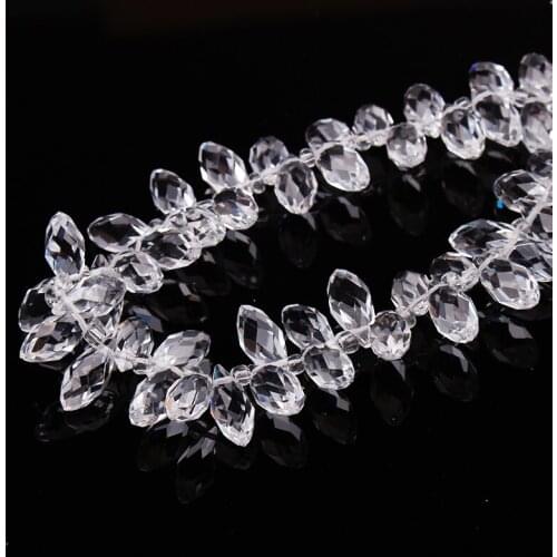 195pcs 6x12mm Clear Color Briolette Pendants Waterdrop Crystal Glass Jewelry Loose Teardrop Beads DIY