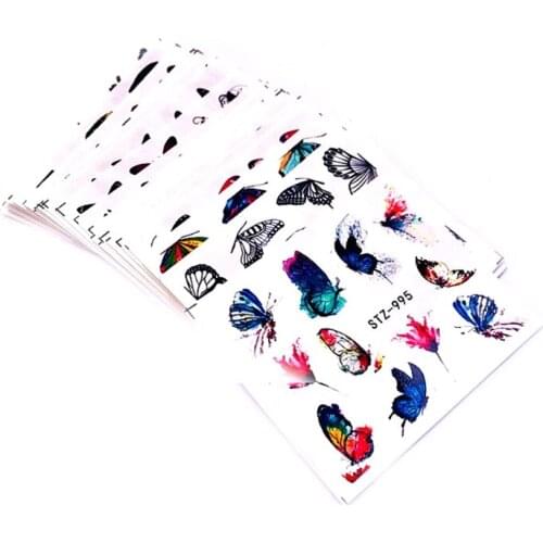 R3MF 30 Sheets Butterfly Nail Art Stickers Nail Art Water Transfer Sticker with Butterfly Flower Patterns Manicure Tips Nail