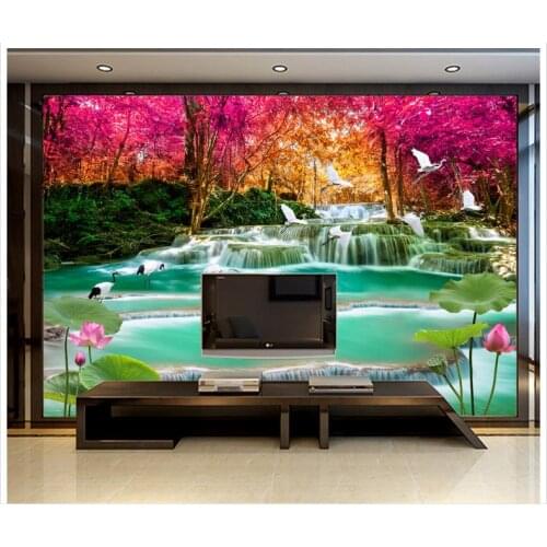 3D wallpaper for walls 3 d custom 3d murals wallpaper Modern aesthetic cranes lotus water landscapes TV setting wall home decor