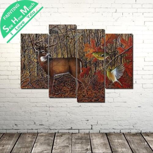 4 Piece Abstract Deers wall art decor poster vintage decorative pictures canvas prints paintings art prints picture home decor