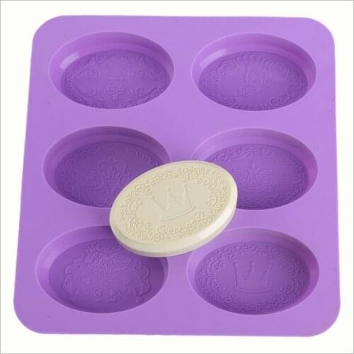 6-Grids Flower Pattern Silicone Soap Mold Multi-function 3D Square Oval Soap Making Mould DIY Handmade Cake Decorating Tools
