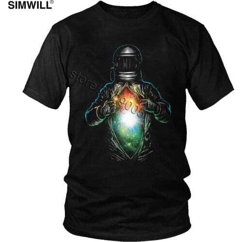 Cool Astronaut Cosmic Inside T Shirts Men Color Version Cotton Cosmonaut T-Shirt Short Sleeves O-neck Tee Fashion Plus Size Tops