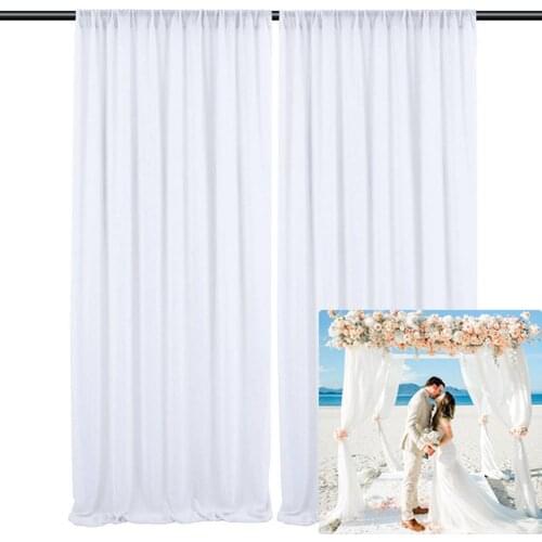 White Curtains Chiffon Backdrop Drapery Tulle Sheer Window Curtains For Outdoors Wedding Arch Decoration