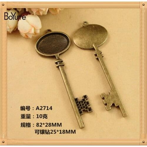 BoYuTe (10 Pieces/Lot) 25*18MM Antique Bronze Plated Cameo Cabochon Setting Base Blank Setting Tray Zinc Alloy Diy Key Charms