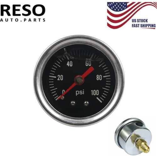 Black Car Oil Pressure Gauge Fuel Pressure Gauge Liquid 0-100 Psi 1/8" NPT