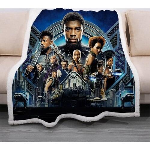 Disney Black Panther Crystal Velvet Blanket Throw Quilt on Sofa Car Bed Travel Cover Kid Thicken Bedspread Flat sheets 150x200CM