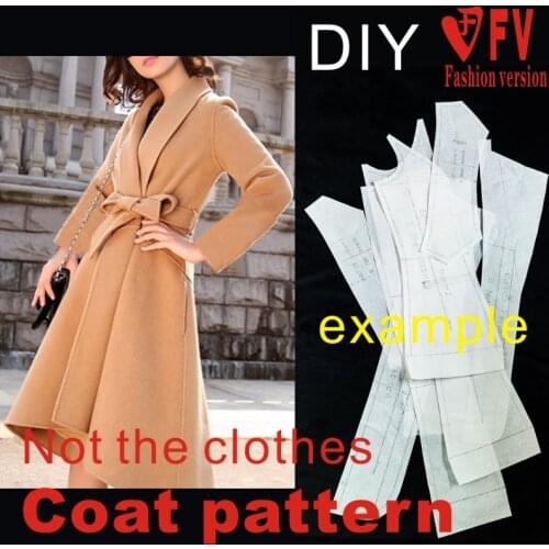 Long double-sided cashmere coat pattern cutting drawings womens coat clothing drawings BFY-256