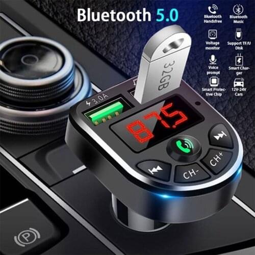 LED FM Transmitter Bluetooth-compatible 5.0 Car kit Dual USB Car Charger 3.1A 1A 2 Port MP3 Player for iphone for car U disk/TF