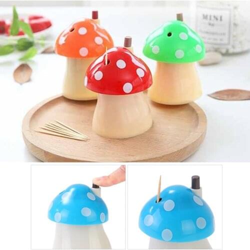 Mushroom Shape Automatic Toothpick Storage Box Toothpick Dispenser Desktop Decoration Storage Box