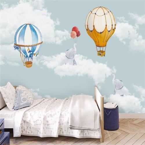Beibehang Custom Photo Wallpaper 3D Mural Wallpapers for Childrens room hot air balloon sky girl bedroomSofa Backdrop Murals