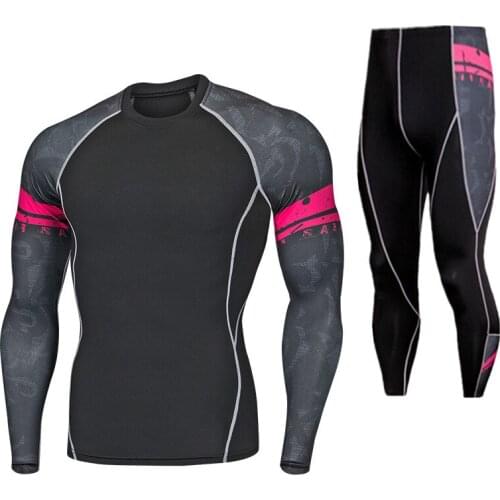 Compression Sport Set Long Sleeve Pant 2pcs Suit Gym Fitness Bodybuilding Sportswear Fast Dry Tight Jogging Clothes Running Suit