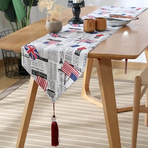 American Newspaper Creative Table Runner Home Hotel Entrance Shoe Cabinet Cover Cloth Tea Table Party Table Runner Decoration
