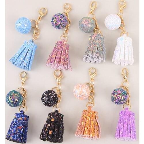 Laser Tassel Phone accessories diy accessories Keychain Dangle pendant ball key ring pom pom keychain bag charm