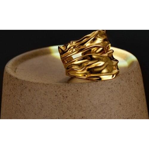 MLKENLY Trendy 925 Sterling Silver Hollow Wide Rings Uneven Surface Opening Index Finger Cuff Ring Fine ​Jewelry for women