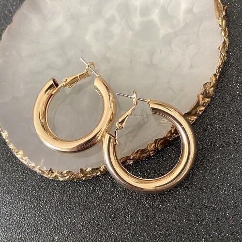Fashion Jewelry Gold Color 4mm Thickness Small Hoop Earrings For Women Girl Men
