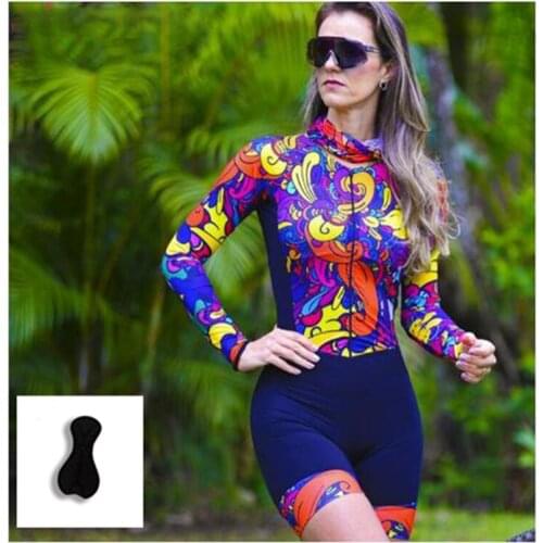 Fashion Womens Triathlon long Sleeve Cycling Jersey Sets Ciclismo BicycBicycle Jersey Clothing Pro Triathlon Suit Bike Skinsuit