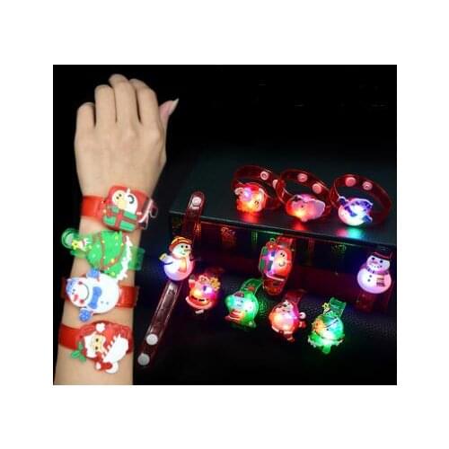 Cartoon Christmas LED Night Light Party Xmas Decoration Colorful LED Watch Toy Boys Girls Flash Wrist Band lin5080