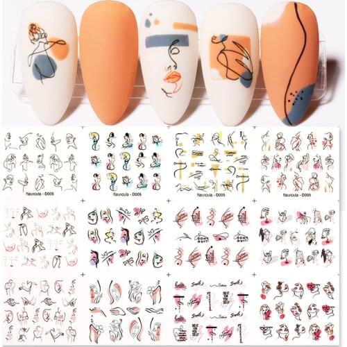 Harunouta 12Pcs Nail Water Sticker DIY Sexy Girl Nail Art Paper Decoration Flower Leaves Watermark Decals Tool