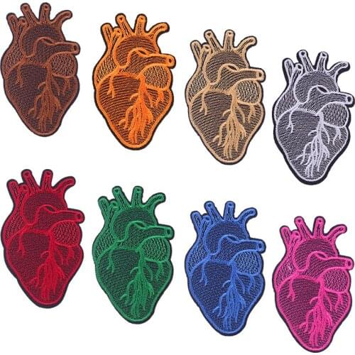 Punk Heart Stripe Embroidered Patches for Clothing Stickers Colorful Hearts Iron On Patches For Clothes Sticker on Clothes Decor