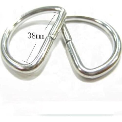 1 1/2 Inch Un-welded D Rings Nickel Plated 38mm inner width metal ring for bags 30pcs/lot