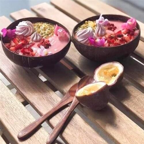 New Coconut Bowl Wooden Bowls Rice Noodles Rice Soup Fruit Salad Bowl Kitchen Supplies Crafts Decoration