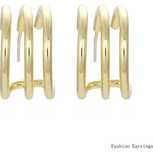 New Fashion Earrings 2021 Trend C shape Metal Circle Ins Women Ear Ring Korean Style Jewelry Accessories For Women