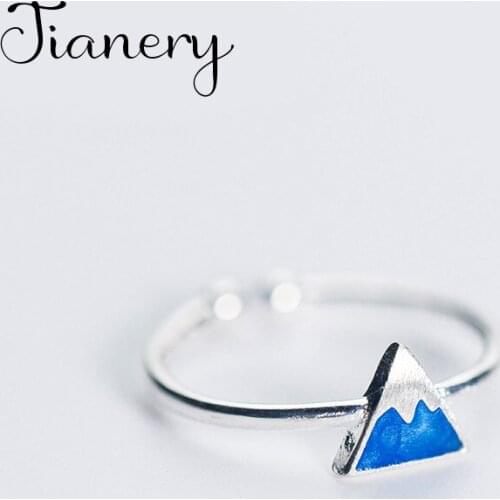 New Trendy Charm Blue Triangle Rings For Women Men Boho Knuckle Party Rings Punk Cocktail Jewelry Girls Gift anillos 2021