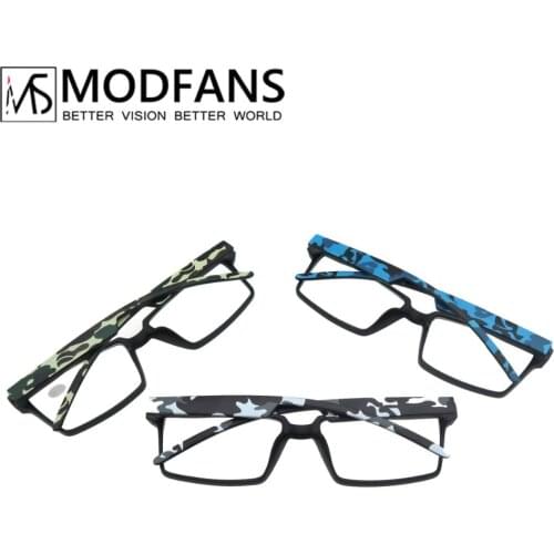 Men Rectangle Camouflage Reading Glasses Squard Large Frame For Male Presbyopic Diopter Quality Eyeglasses With Pouch