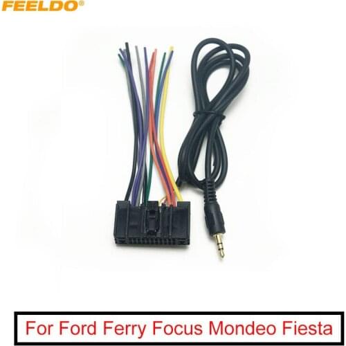FEELDO Car Radio Wiring Harness Audio Stereo Wire Adapter for Ford Ferry Focus Mondeo Fiesta 3.5mm AUX Wiring Plug