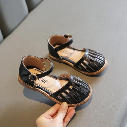 Girls Anti-kick Sandals 2021 Summer New Sweet Lady Little Girl Princess Shoes Children Soft Bottom Flat Sandals Breathable Hot