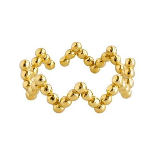 SHANICE 925 Sterling Silver Open Rings INS Simple Round Bead Wave Pattern Ring Adjustable Forefinger Joints Little Finger Ring