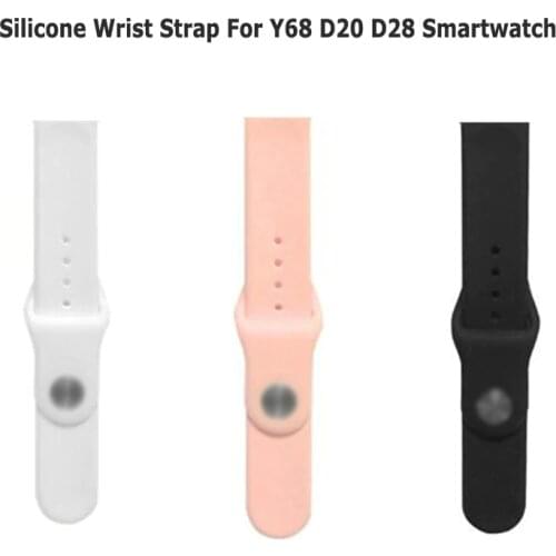 Silicone Wrist Strap For Y68 D20 D28 Smartwatch Replace Soft TPU Watchband Belt Smart Watch Band Accessories Black Pink White