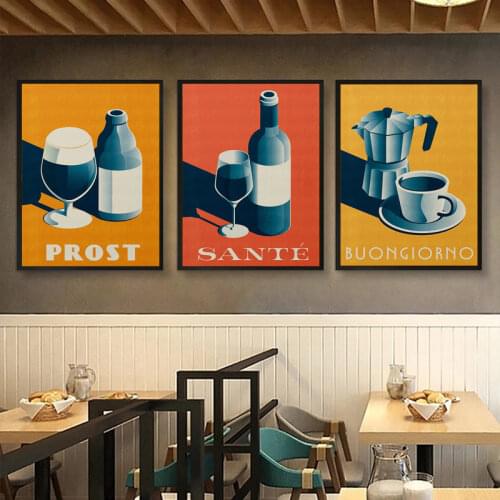 Modern Minimalist Decor Poster Kitchen Wall Art Canvas Painting Drink&love&eat Wall Picture Home Decoration Dining Room Bar Mura