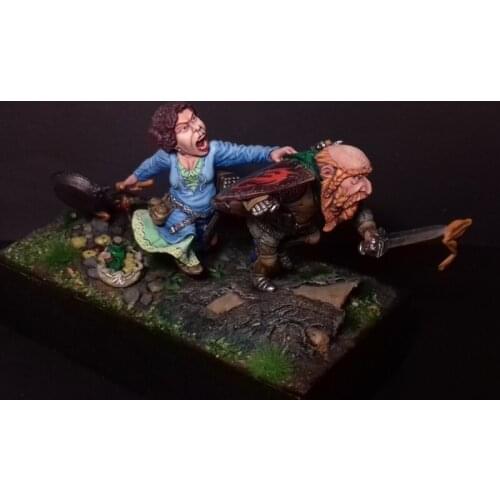 54MM Cartoon Character Statue Chasing Two People Unpainted Resin Model Kit figure Free Shipping