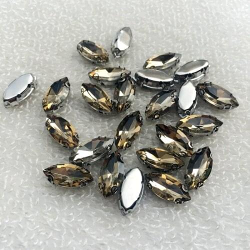 60pcs 7*15mm Crystal horses Sew On Rhinestone With Claw Setting Silver Back Fancy Stone With Metal Claw With Holes -B914